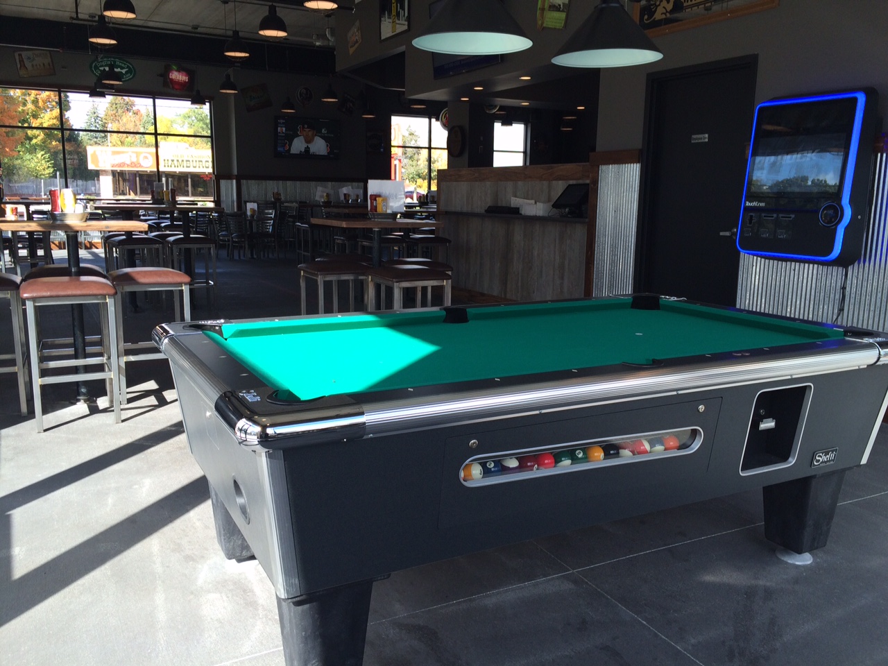 A pool table