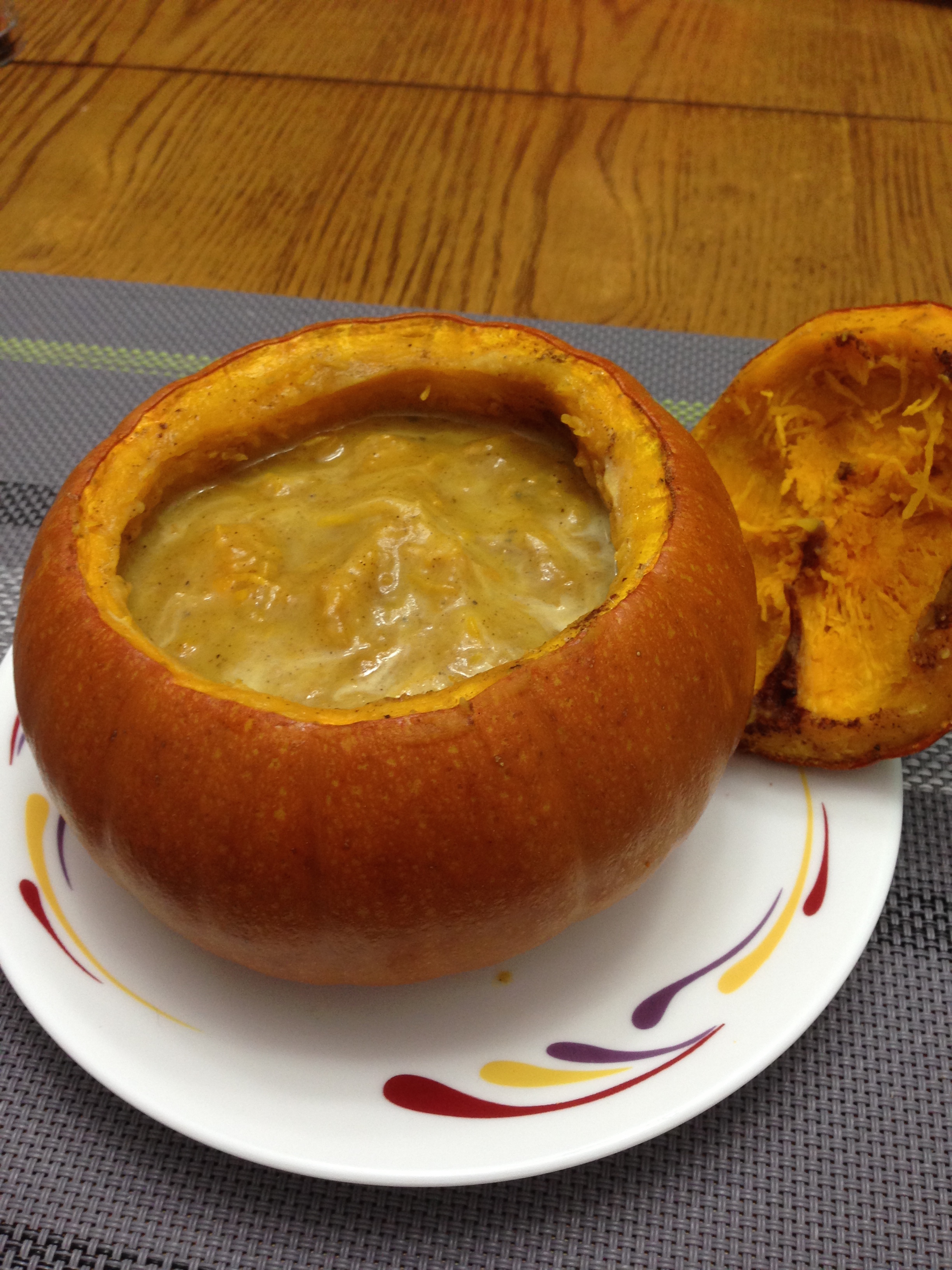 Pumpkin Soup in a pumpkin