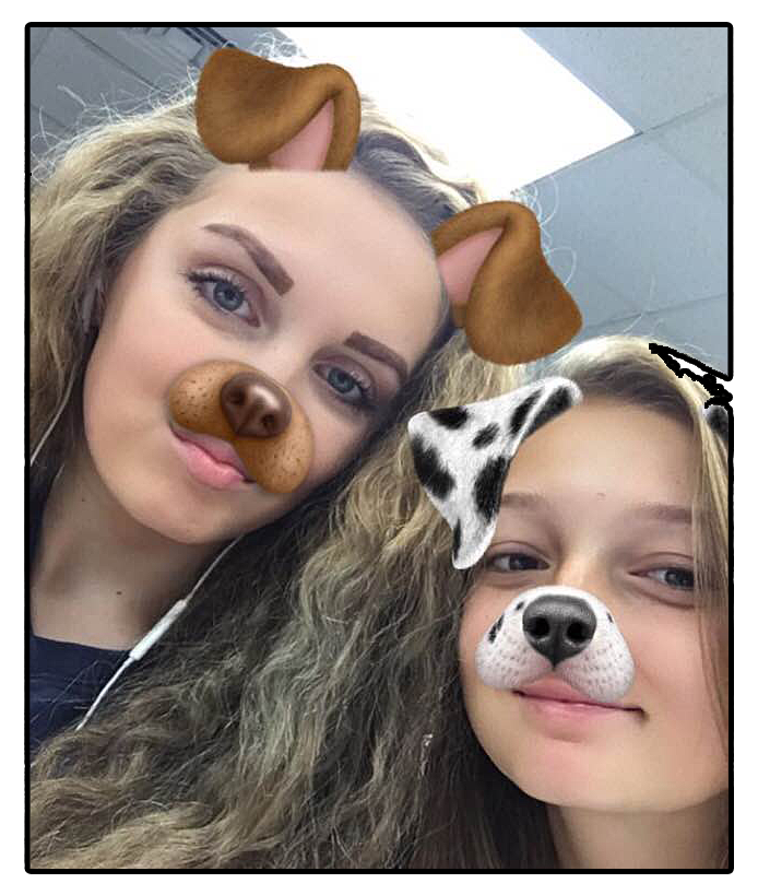 Image: Mackenzi and Cece with a dog filter.