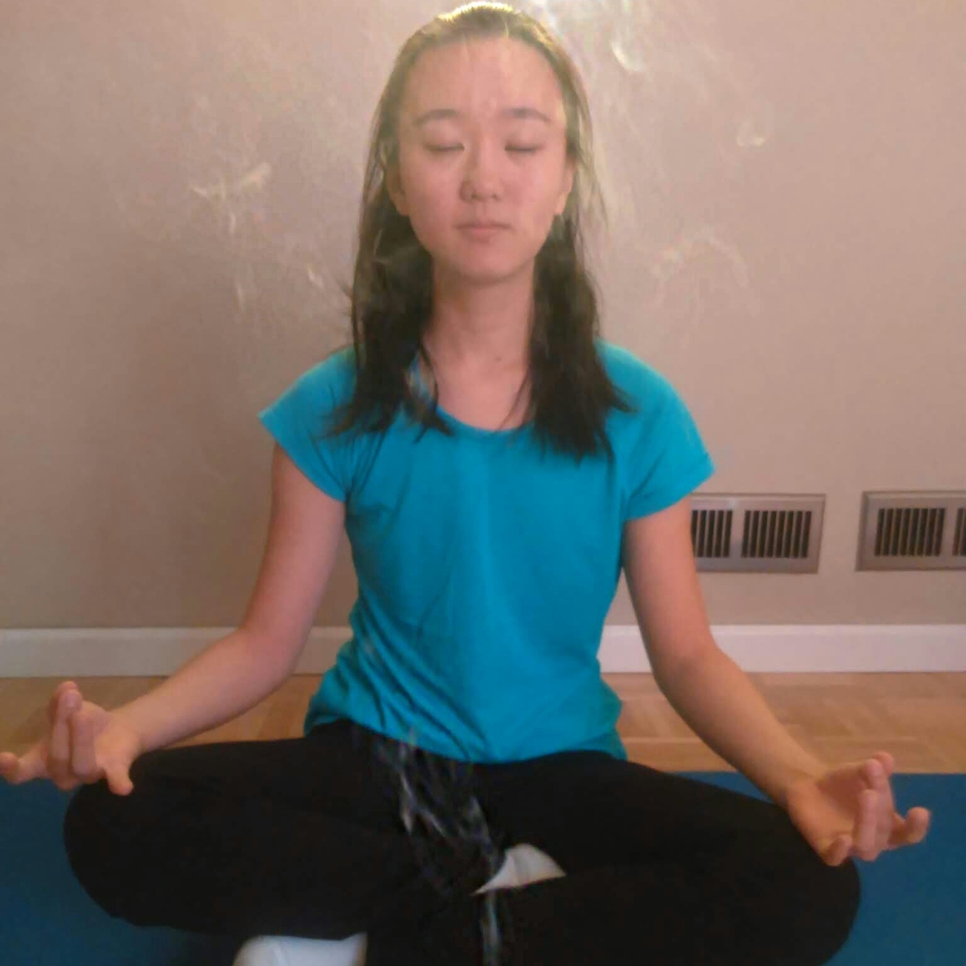 Claire meditating