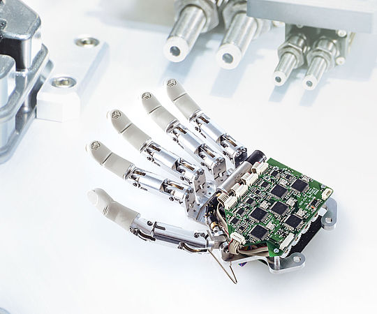Robotic prosthetic hand with exposed wiring
