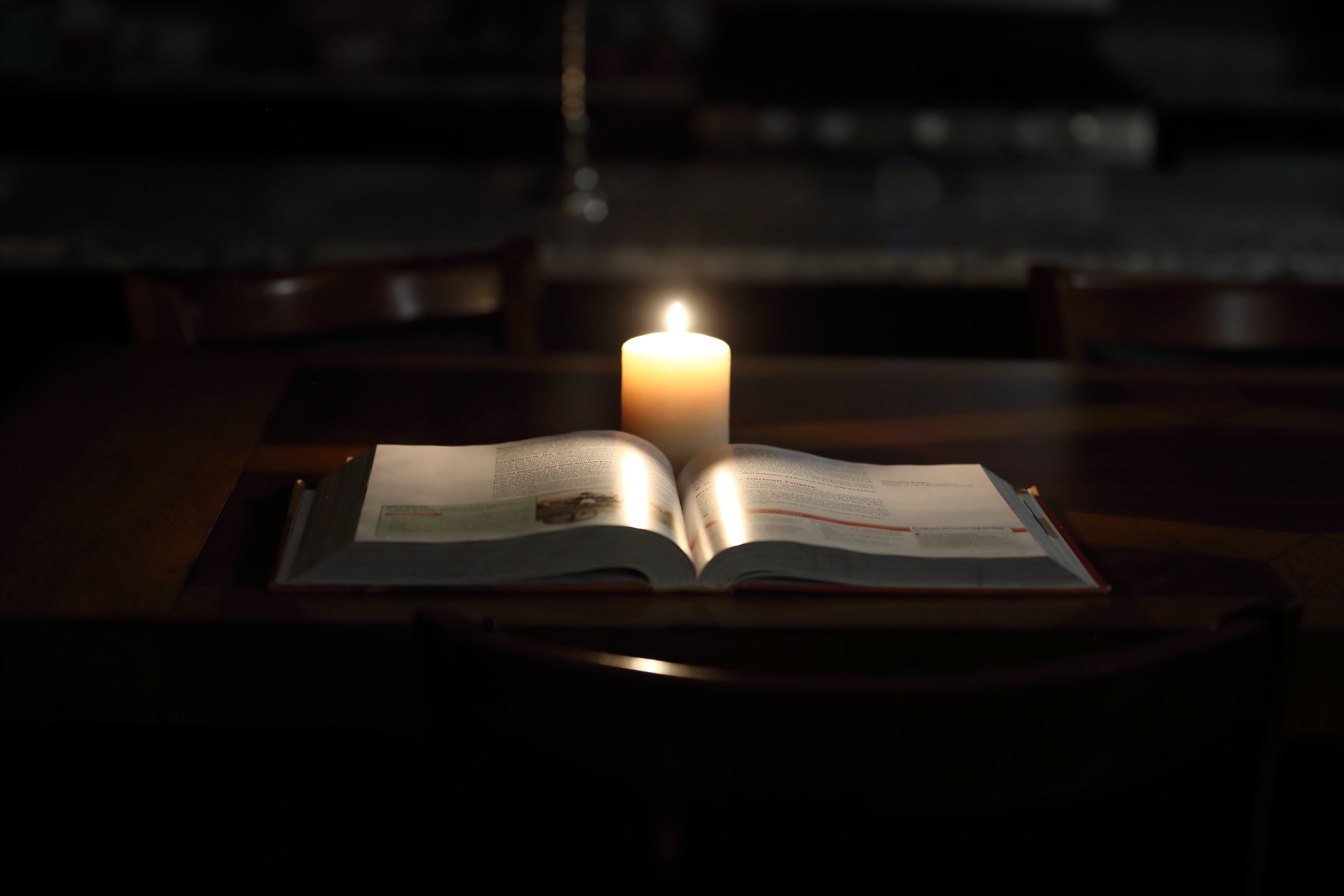Reading a Book by Candlelight