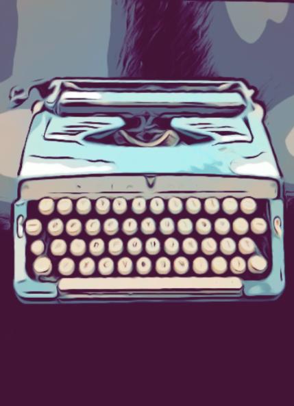 Typewriter with a cartoon filter
