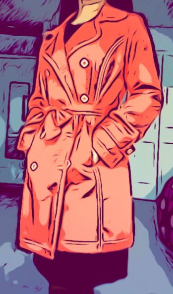Pink coat with a cartoon filter