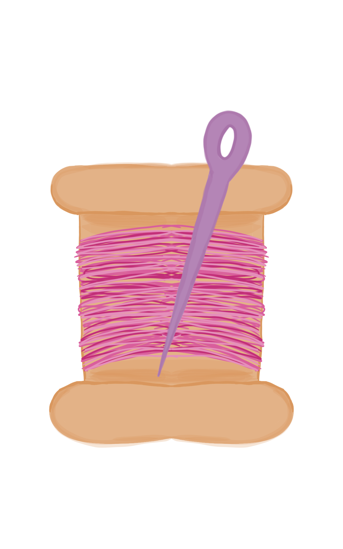 spool of thread with a sewing needle