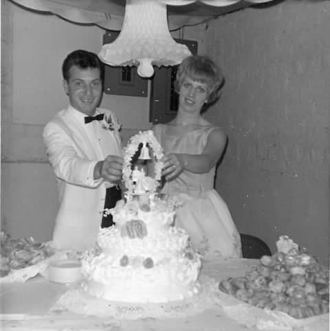 My grandmother and grandfather with their wedding cake