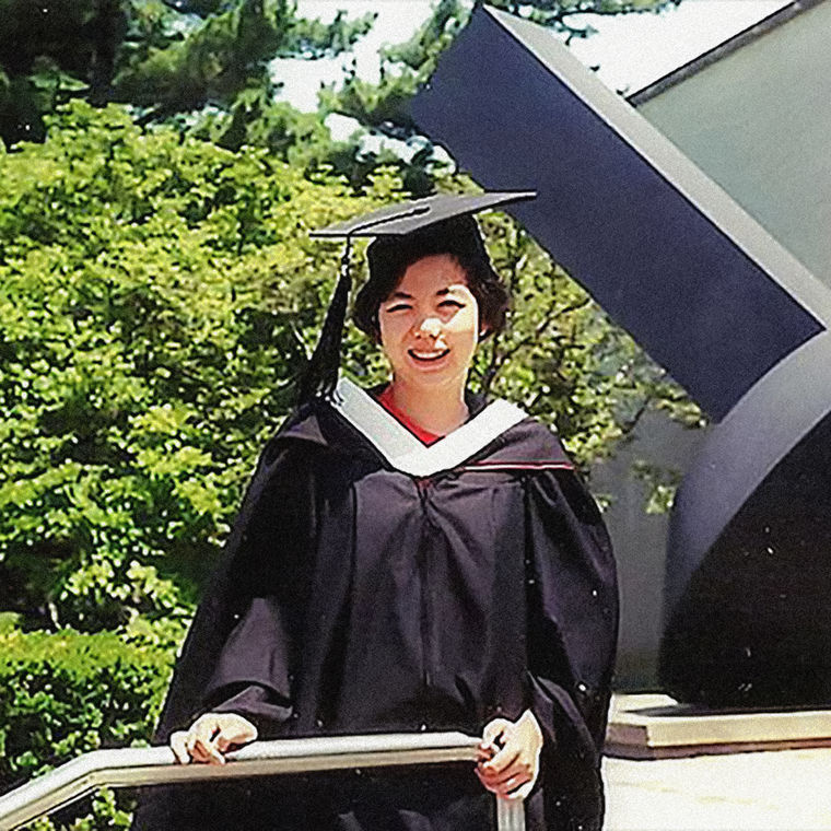 picture of Fei-Fei in her graduation attire during her Princeton graduation