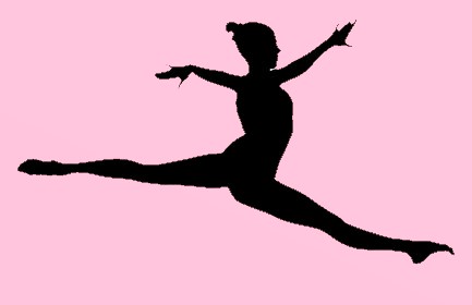 Silhouette of gymnast leaping through the air